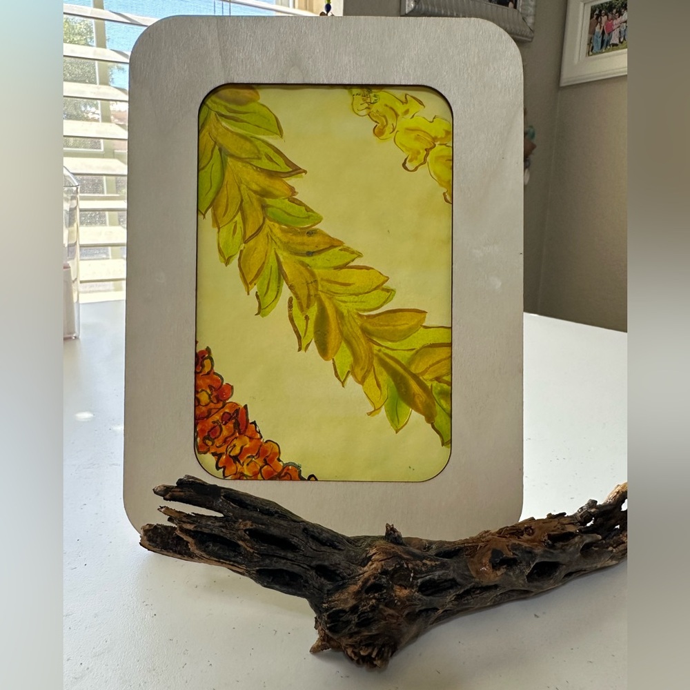 One of a Kind- Hawaiian lei Watercolor Print - Yellow & Orange - Bexwatercolors